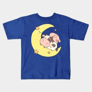 Crescent Moon Cow and Pig Kids T-Shirt